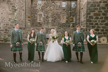 Elegant V-neck Cap sleeves A-line Bridesmaid  Dressess, BDS0350