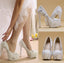 Women's Wedding Shoes Decorative Heel Wedding Heels Bridal Shoes With Beading WS0020