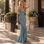Stunning Deep V Neck Lace Mermaid Ruffled Long Evening Party Dress,PDS118657