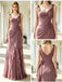 Dusty Mauve Flowy Chiffon Cowl Neck A-Line Prom Gown with Floral Embroidery,PDS118557