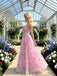 Cute Pink Square Neckline Sleeveless Tulle A-Line Long Prom Party Dress,PDS11844
