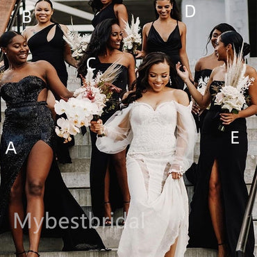 Mismatched Elegant  Sleeveless Side slit Sheath Bridesmaid Dressess, BDS0320