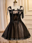 Black Square Sleeveless A-line Short Mini Homecoming Dress,  HDS0113