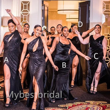 Mismatched Elegant Sleeveless Side slit Sheath Bridesmaid Dressess, BDS0317