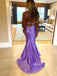 Elegant Purple V-Neck Sleeveless Jersey Mermaid Long Prom Party Dress,PDS11811