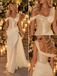 Champagne Sequin Chiffon One Shoulder Mermaid Evening Dress With Side Slit,PDS118558