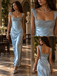 Luxury Beaded Satin Square Neck Mermaid Long Prom Party Dress,PDS118658