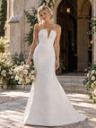 Breathtaking Strapless Notched Textured Lace Mermaid Wedding Dress, WD0417