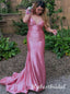 Elegant Off Shoulder V-neck Sleeveless Mermaid Long Prom Dress,PDS11710