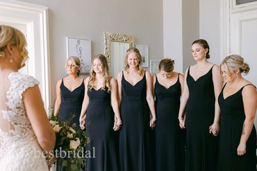 Elegant V-neck Sleeveless A-line Bridesmaid  Dressess, BDS0353