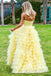 Yellow Elegant Strapless Sleeveless A-line Long Prom Dress,PDS1117