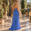 Elegant Chiffon Halter Ruffled Cutout Slit Long Evening Dress,PDS118659