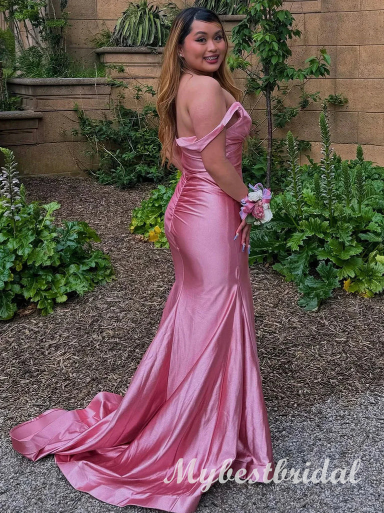 Elegant Off Shoulder V-neck Sleeveless Mermaid Long Prom Dress,PDS11710