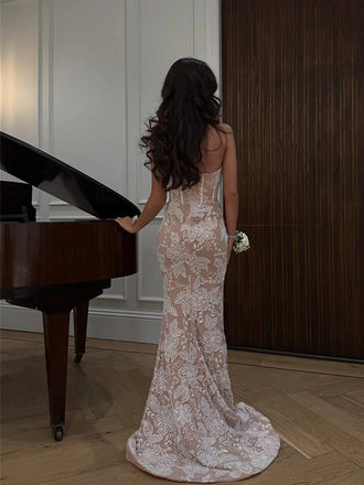 Sexy Sweetheart Lace Appliques Sleeveless Mermaid Long Prom Party Dress,PDS11820