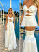 White Pleated Satin Strapless Cutout Maxi Formal Dress With Side Slit,PDS118559