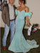 Sparkly Off Shoulder V-Neck SleevelessMermaid Long Prom Party Dress,PDS11764
