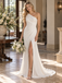 Polished One-Shoulder Draped Chiffon High Slit Wedding Gown, WD0418