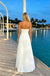 White Pleated Satin Strapless Cutout Maxi Formal Dress With Side Slit,PDS118559