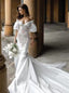 Elegant Off Shoulder Mermaid Half Sleeves  Floor Length Wedding Dresses, WDY0356