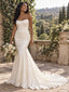 Regal Strapless Corset Draped Satin Long Mermaid Wedding Dress, WD0419