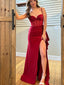Sexy Sweetheart Spaghetti Straps Side Slit Mermaid Long Prom Party Dress,PDS11771