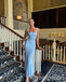 Blue Square Sleeveless Mermaid Floor Length Prom Dress,PDS11645