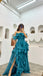 Elegant Off Shoulder A-line  Side Slit Floor Length Prom Dress,PDS11575