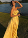 Elegant Yellow Square Neckline Spaghetti Straps Mermaid Long Prom Party Dress,PDS11795