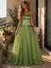 Glam Satin Tulle Strapless Bow A-Line Formal Prom Dress,PDS118660