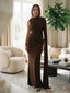 Glam Draped Jersey Cape Sleeve Ruched Column Long Evening Gown,PDS118731