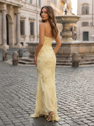 Stunning Floral Applique Tulle Spaghetti Strap Corset Mermaid Prom Dress,PDS118732