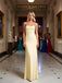 Light Yellow Strapless Sleeveless Satin Mermaid Long Prom Party Dress,PDS118478