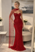 Red Sparkly Sequin Sweetheart Mermaid Prom Dress With Cape Sleeve,PDS118561