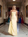Light Yellow Strapless Sleeveless Satin Mermaid Long Prom Party Dress,PDS118478