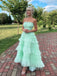 Elegant Strapless Sleeveless Ruffle A-line Floor Length Prom Dress,PDS11587