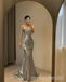 Sparkly Asymmetrical Spaghetti Straps Mermaid Floor Length Prom Dress,PDS11647