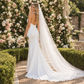 Graceful Halter Cowl Neck Satin Mermaid Floor Length Wedding Dress,WD0421