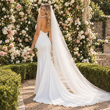 Graceful Halter Cowl Neck Satin Mermaid Floor Length Wedding Dress,WD0421
