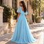 Romantic Pleated Chiffon Cape Sleeve A-Line Long Bridesmaid Dress,PDS118662