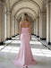 Pretty Pink V-Neck Sleeveless Side Slit Chiffon Mermaid Long Prom Party Dress,PDS118479