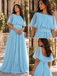 Romantic Pleated Chiffon Cape Sleeve A-Line Long Bridesmaid Dress,PDS118662