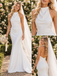 Graceful Halter Cowl Neck Satin Mermaid Floor Length Wedding Dress,WD0421