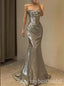 Sparkly Asymmetrical Spaghetti Straps Mermaid Floor Length Prom Dress,PDS11647