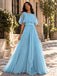 Romantic Pleated Chiffon Cape Sleeve A-Line Long Bridesmaid Dress,PDS118662
