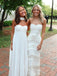 Pretty White Strapless Sleeveless Ruched A-Line Long Prom Party Dress,PDS11814
