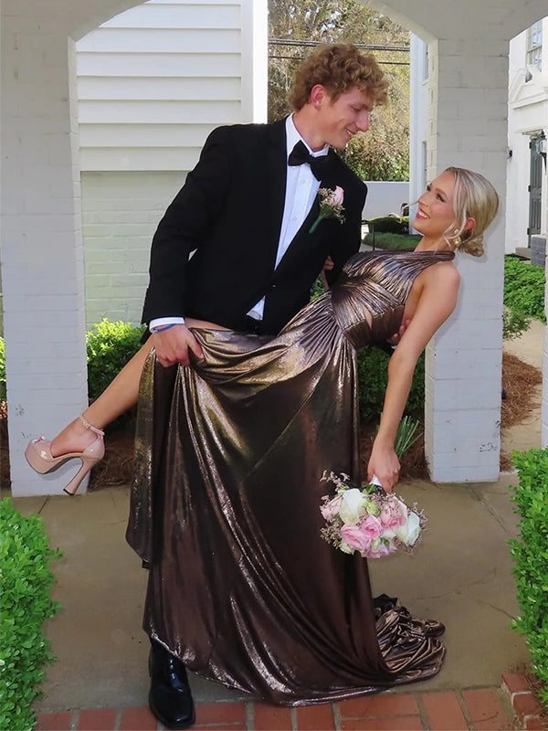 Sexy Halter V-Neck Side Slit Sleeveless Mermaid Long Prom Party Dress,PDS11766