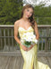 Pretty Yellow V-Neck Sleeveless  Side Slit Satin Mermaid Long Prom Party Dress,PDS11807