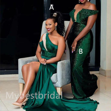 Mismatched Elegant  One shoulder Sleeveless Side slit Sheath Bridesmaid Dressess, BDS0321