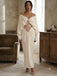 Romantic Off Shoulder Satin Lace Cutout Long Wedding Guest Dress,PDS118734