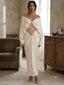 Romantic Off Shoulder Satin Lace Cutout Long Wedding Guest Dress,PDS118734